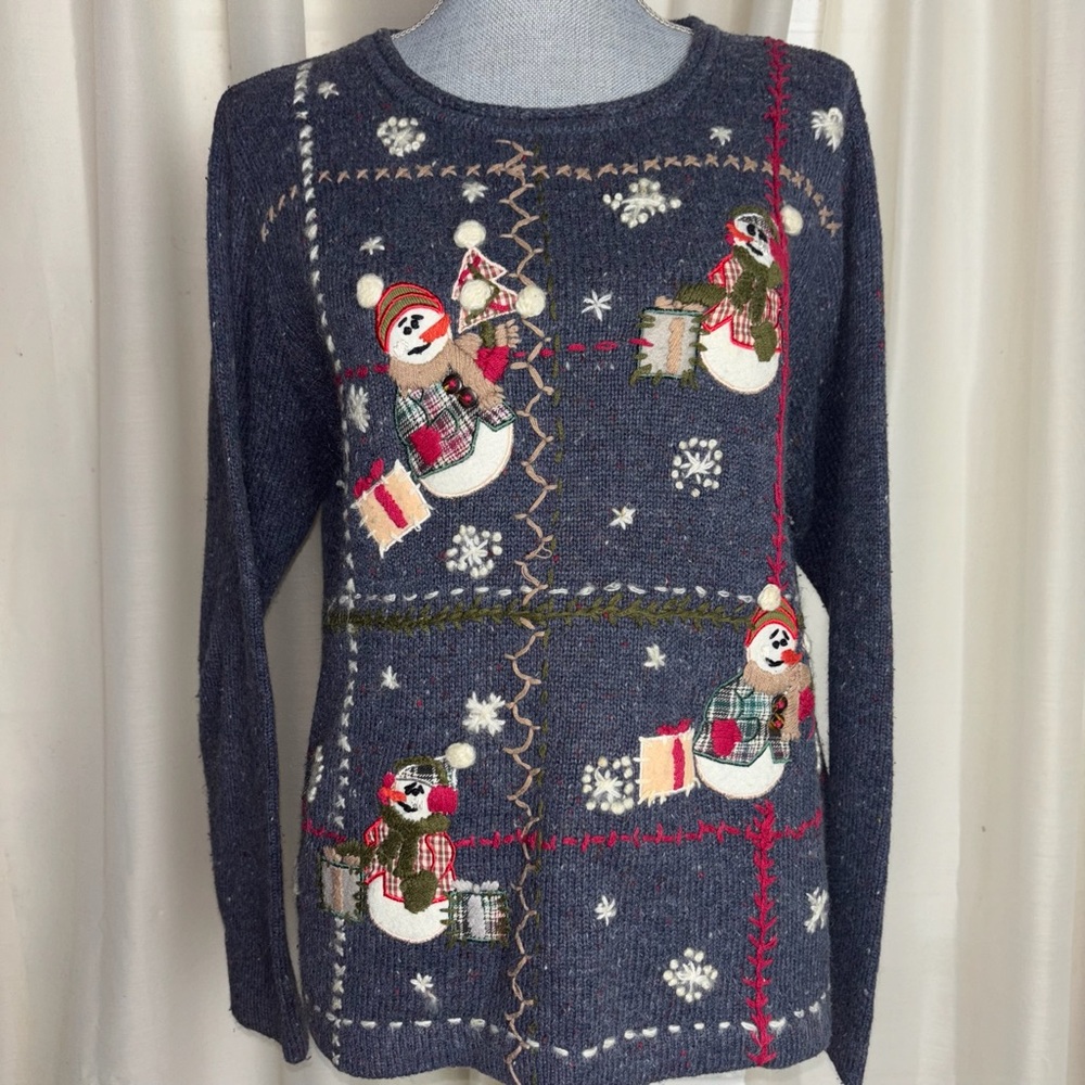 Nutcracker Christmas snowman embroidered vintage sweater
